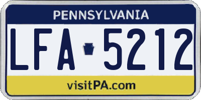 PA license plate LFA5212