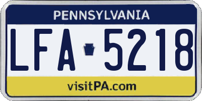PA license plate LFA5218