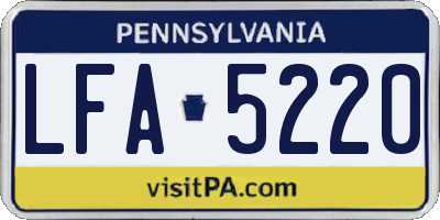 PA license plate LFA5220
