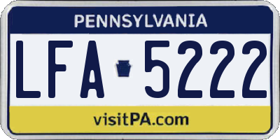 PA license plate LFA5222