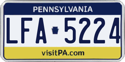 PA license plate LFA5224