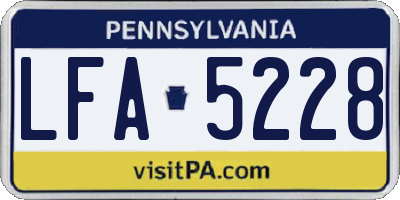 PA license plate LFA5228