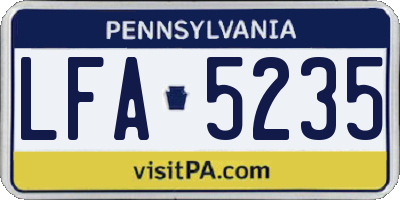 PA license plate LFA5235