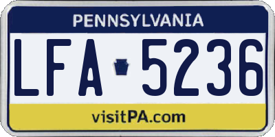 PA license plate LFA5236