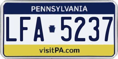 PA license plate LFA5237