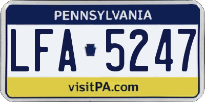 PA license plate LFA5247