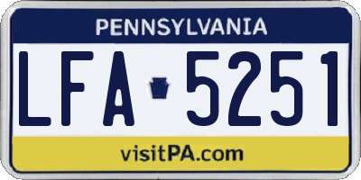 PA license plate LFA5251