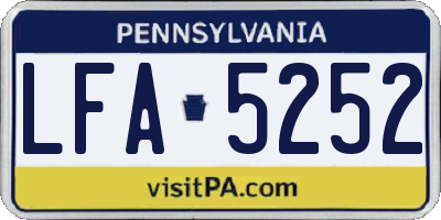 PA license plate LFA5252