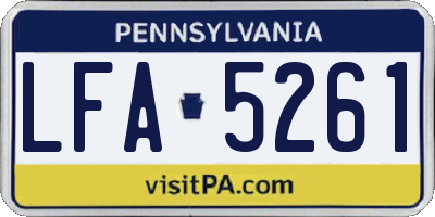 PA license plate LFA5261