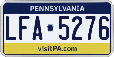 PA license plate LFA5276