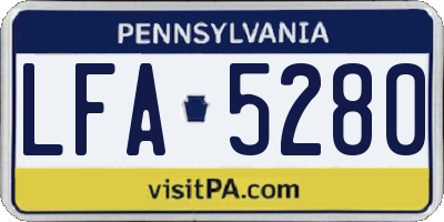PA license plate LFA5280