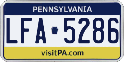 PA license plate LFA5286