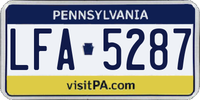 PA license plate LFA5287