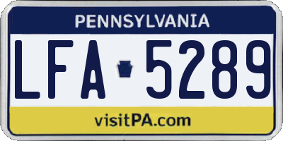 PA license plate LFA5289