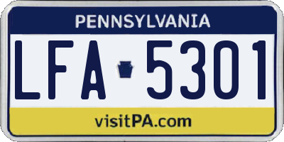 PA license plate LFA5301