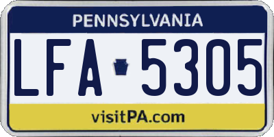 PA license plate LFA5305