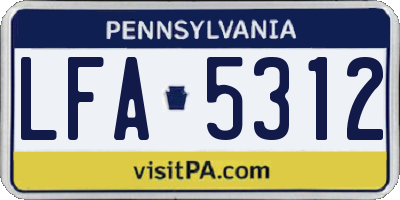 PA license plate LFA5312
