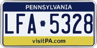 PA license plate LFA5328