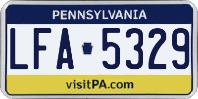 PA license plate LFA5329