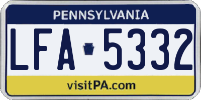 PA license plate LFA5332