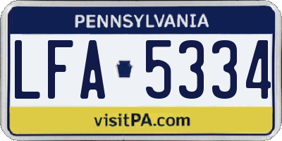 PA license plate LFA5334