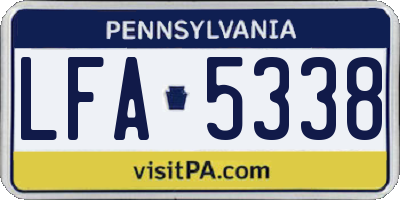 PA license plate LFA5338