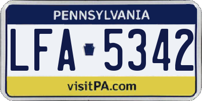 PA license plate LFA5342