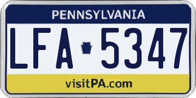 PA license plate LFA5347