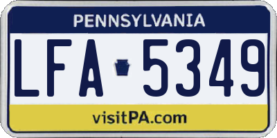 PA license plate LFA5349