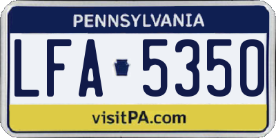 PA license plate LFA5350