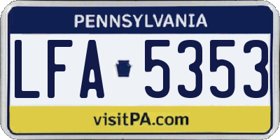 PA license plate LFA5353