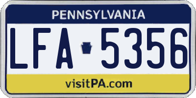 PA license plate LFA5356