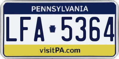 PA license plate LFA5364