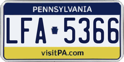PA license plate LFA5366