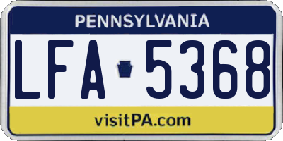PA license plate LFA5368