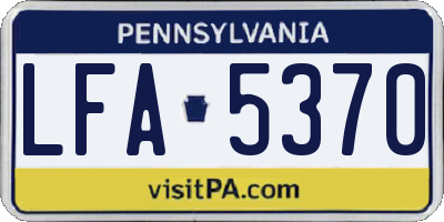 PA license plate LFA5370