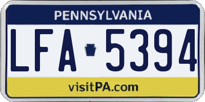 PA license plate LFA5394
