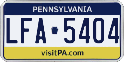 PA license plate LFA5404