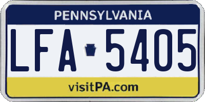 PA license plate LFA5405