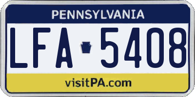 PA license plate LFA5408