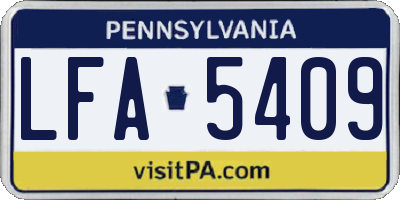 PA license plate LFA5409