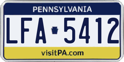 PA license plate LFA5412