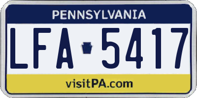PA license plate LFA5417