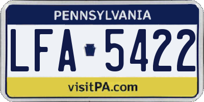 PA license plate LFA5422