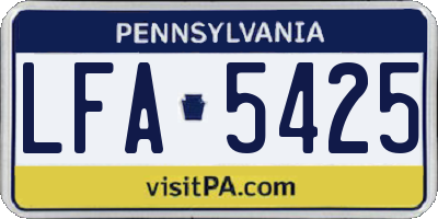 PA license plate LFA5425