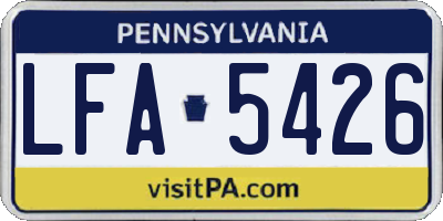 PA license plate LFA5426
