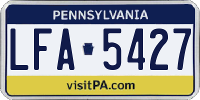 PA license plate LFA5427