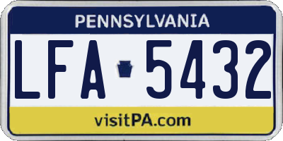 PA license plate LFA5432