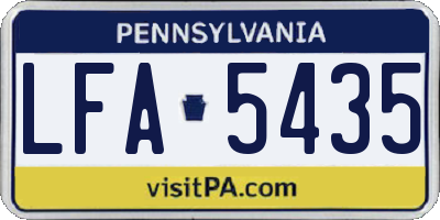 PA license plate LFA5435