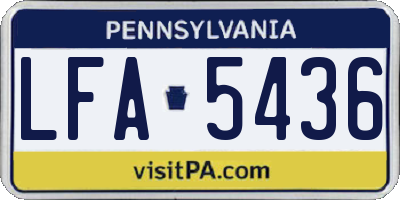 PA license plate LFA5436